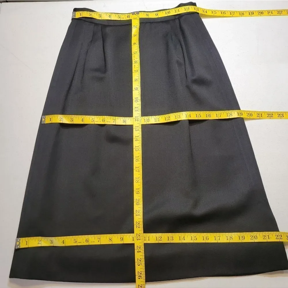 Louis Feraud Vintage Wool Pleated Black Midi Skirt
